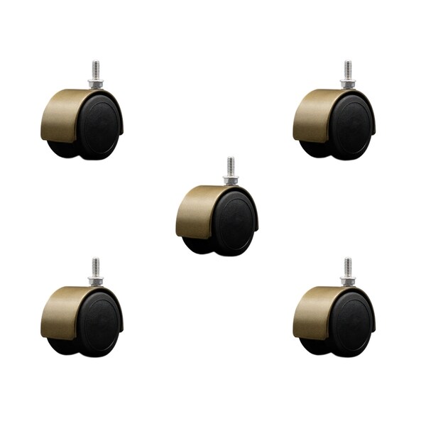 Service Caster 2'' Floor Safe Antique Hooded Twin Wheel Caster 1/4 Threaded Stem, 5PK SCC-TS02S50D-NYU-WA-142058-5 - main